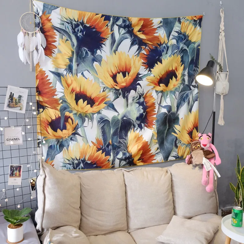 С натуральным растительным экстрактом цветочный гобелен с подсолнухами на стене