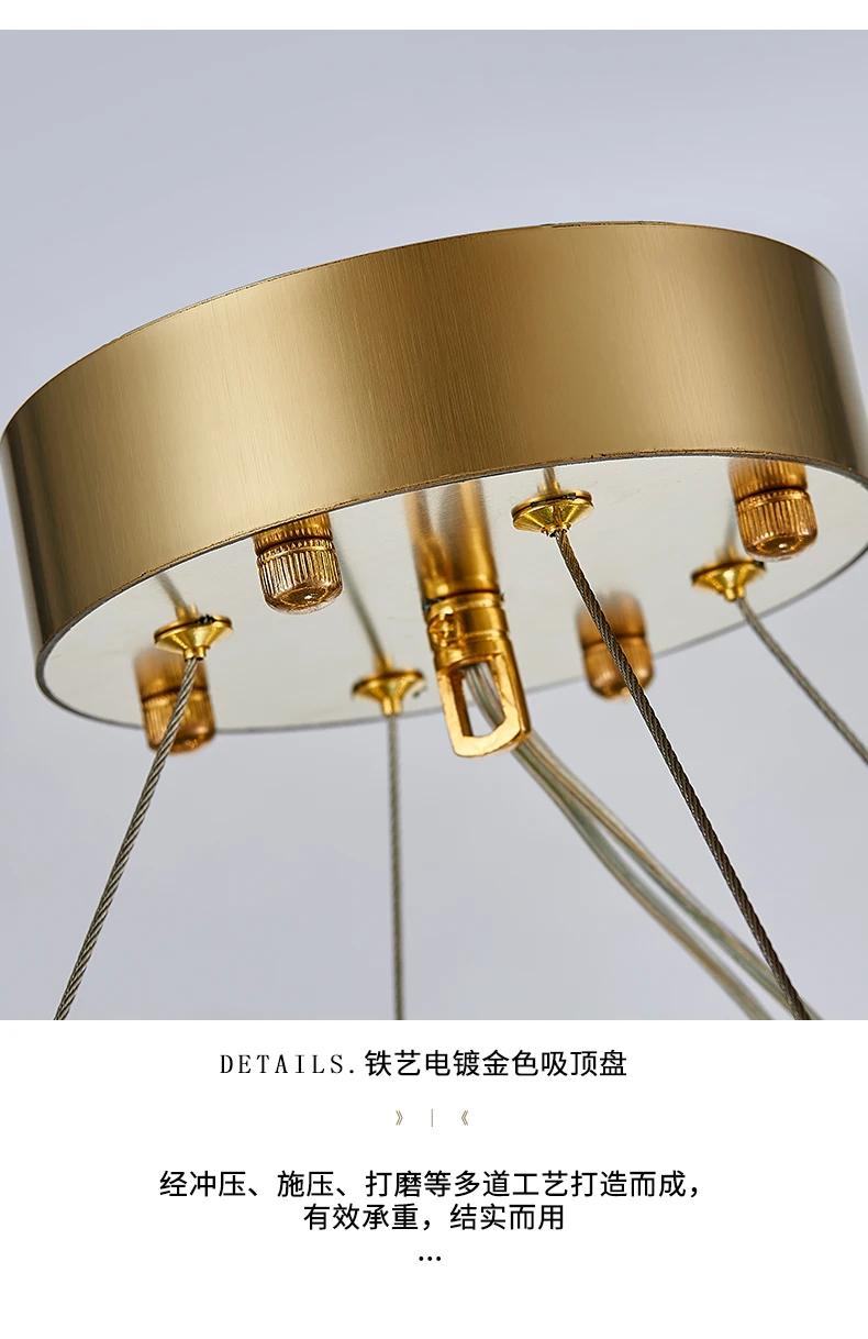 

Light luxury crystal living room chandelier round simple bedroom Hong Kong style atmospheric long post-modern dining room lamp