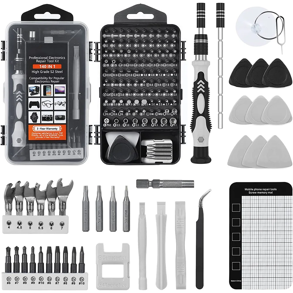

WOZOBUY Precision Screwdriver Set,Repair Tool Kit 140 in 1with 118 S2 Steel Bits Magnetic Screwdriver for Computer,Laptop Etc.