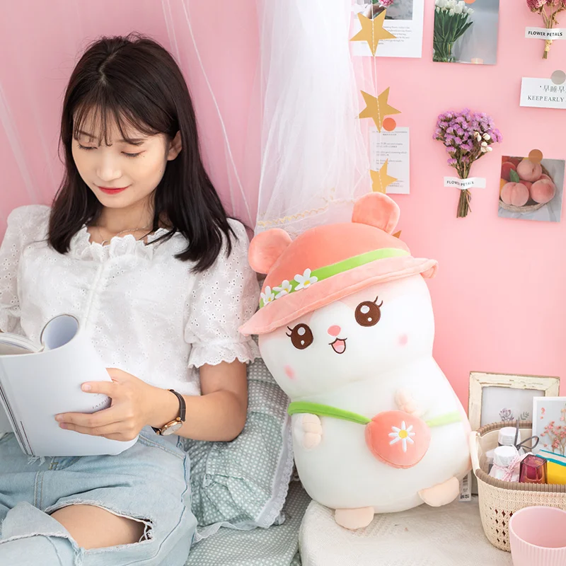 

25/30/40cm Kawaii Summer Hamster Plush Toys Stuffed Soft Animal Mouse Doll for Baby Kids Huggable Pillow Christmas Gift for Girl