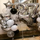 16 шт.компл. 18 25 27 30 35 40 лет, детский, взрослый, день рождения, украшение для вечеринки, воздушные шары серебряные 40 дюймов, цифры, игрушки для будущей мамы
