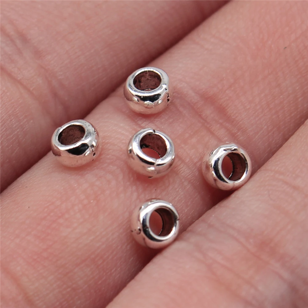 

1000pcs 5x5x3mm Round Spacer Beads Charm Antique Silver Color Spacer Beads Fit Jewelry Making Bracelet Findings Charm
