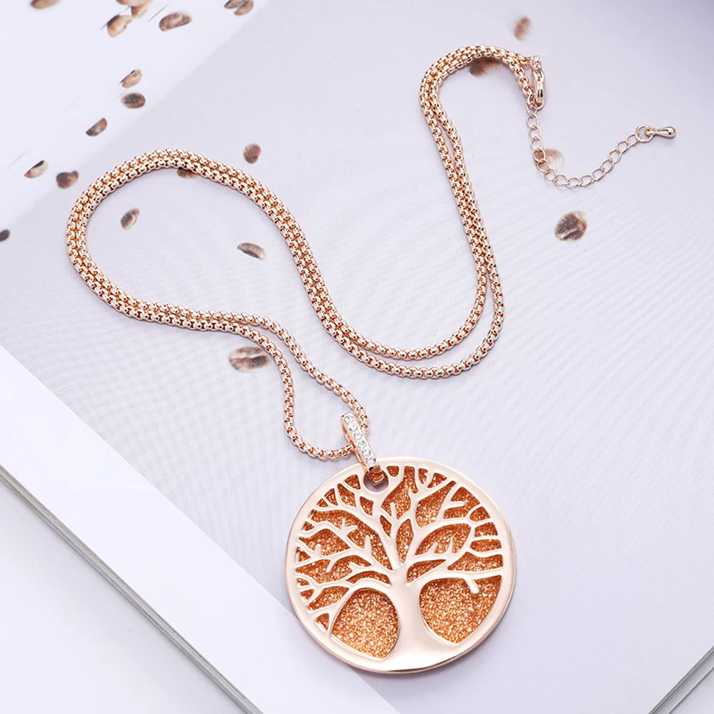 Ожерелье с подвеской в виде дерева жизни стразы черного цвета винтажное длинное