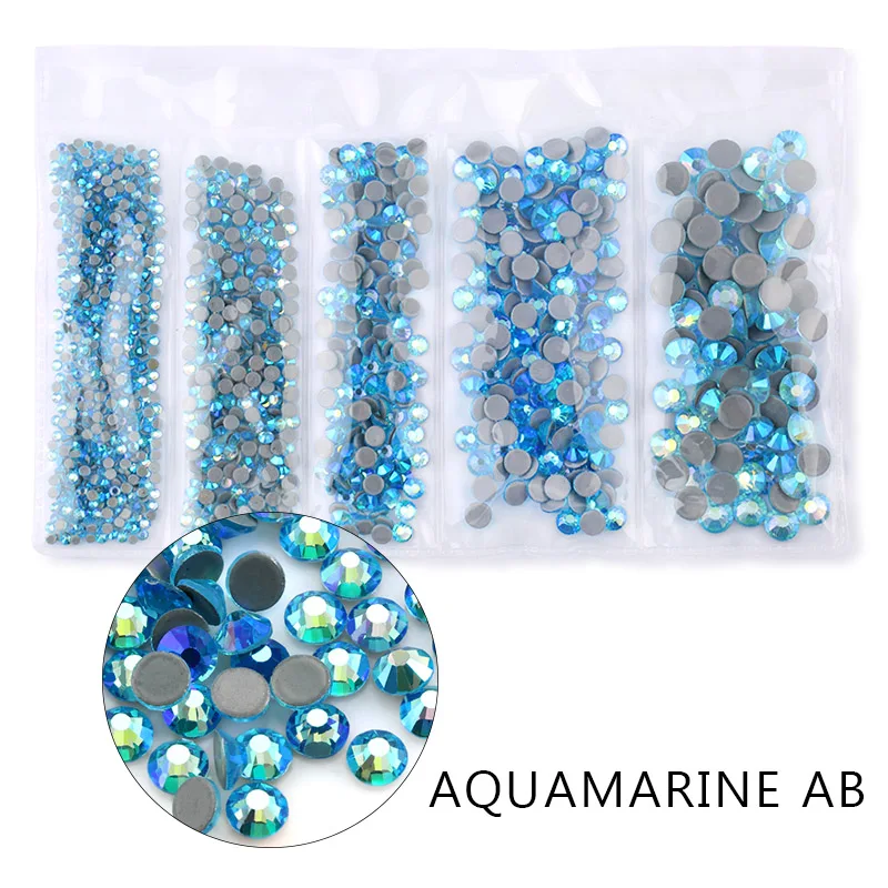 aquamarine AB AAA SS6-SS30 смешанный размер 1200 шт./лот исправление хрусталя и искусственного алмаза стекло высокого качества кристаллы и камни для одежды DIY Стразы - Цвет: aquamarine AB