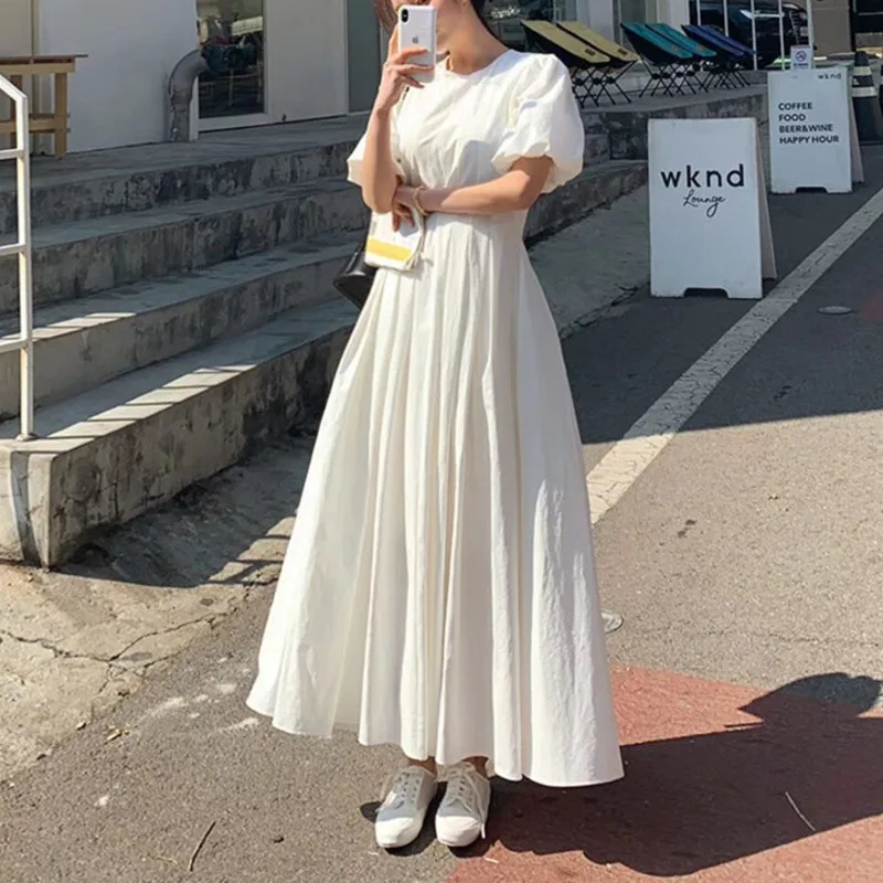 Платье LANMREM женское с круглым вырезом Модный пуловер рукавами до локтей