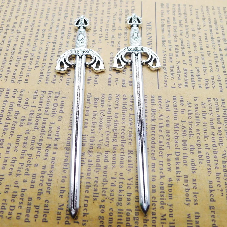 

4 Pieces 22*87mm Newest Style Mixed Alloy Antique Silver Color Sword Gladiator Charms Pendant Accessory For DIY Jewelry Making