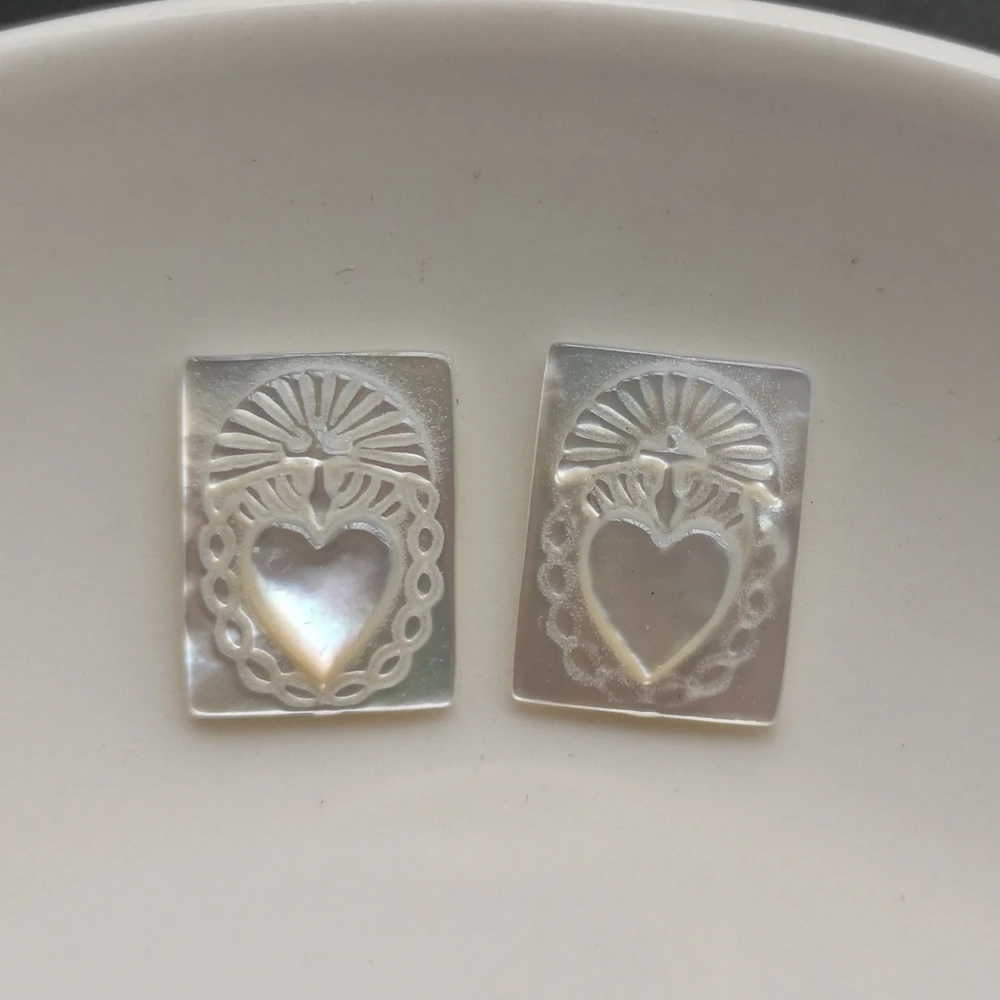 30pcs/lot 12x16mm Natural Rectangle Sacred Heart Mother of Pearl Shell for DIY Jewelry | Украшения и аксессуары
