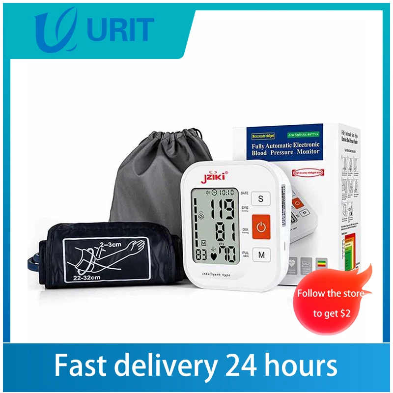

Medical Portable Upper Arm Sphygmomanometer Pulse Heart Rate Voice Cuff Health Tonometer Digital LCD Sphygmomanometer BP Meter