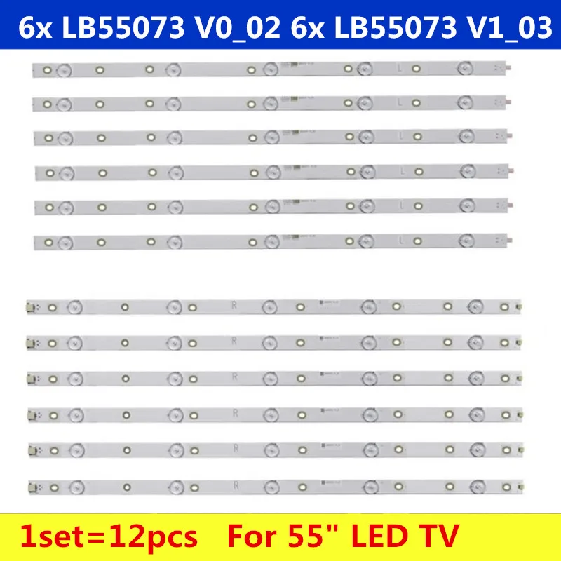 1 комплект = 12 шт. 55 &quotсветодиодный полосы для 55PUS6162 55PUS6262 55PUS6703 55PUS6753 55PUS6753/12 55PUS7303