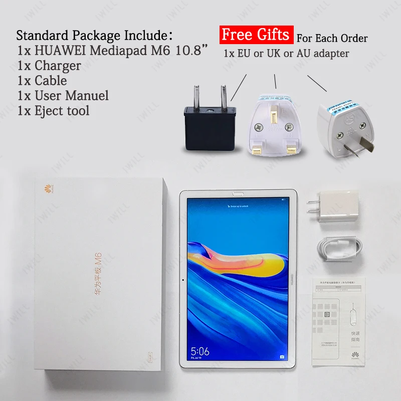 Оригинальный huawei Mediapad M6 10 8 дюймов 4 Гб 64 Гб/128 планшетный ПК Kirin 980 Восьмиядерный