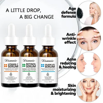 

30ml Vitamin C Hyaluronic Acid Face Serum Wonder Liquid Skin Serum Essence Anti Aging Fade Dark Spot Wrinkle Moisturizing