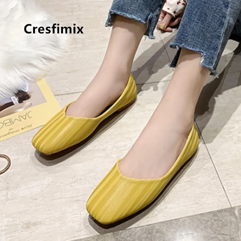 Туфли Cresfimix женские весенние удобные повседневные синие без застежки желтые