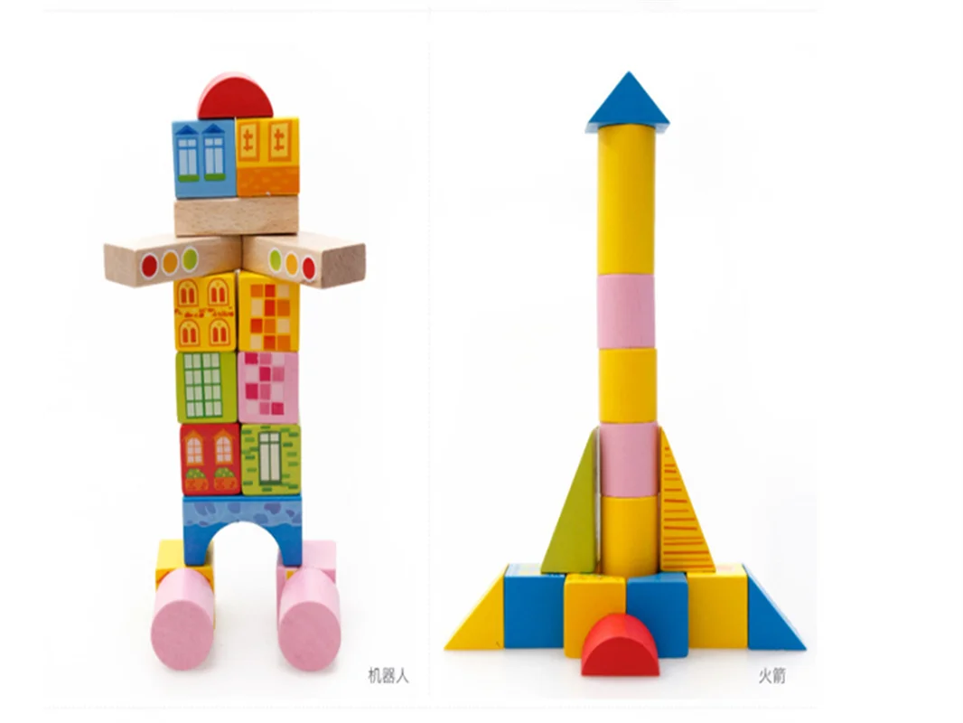 Kisteether New Children's Building Block Family House Toy 100Pieces Of Barreled City Traffic Three-In-One Large Wooden Toy Gift