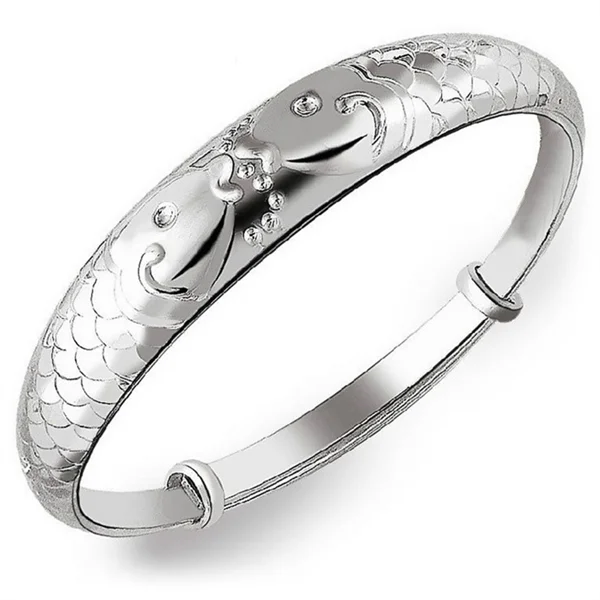 

Pure Silver Bracelet for the Elderly Men and Women Push-Pull Fine Silver Prosperity Brought by the Dragon and the Phoenix Open-E