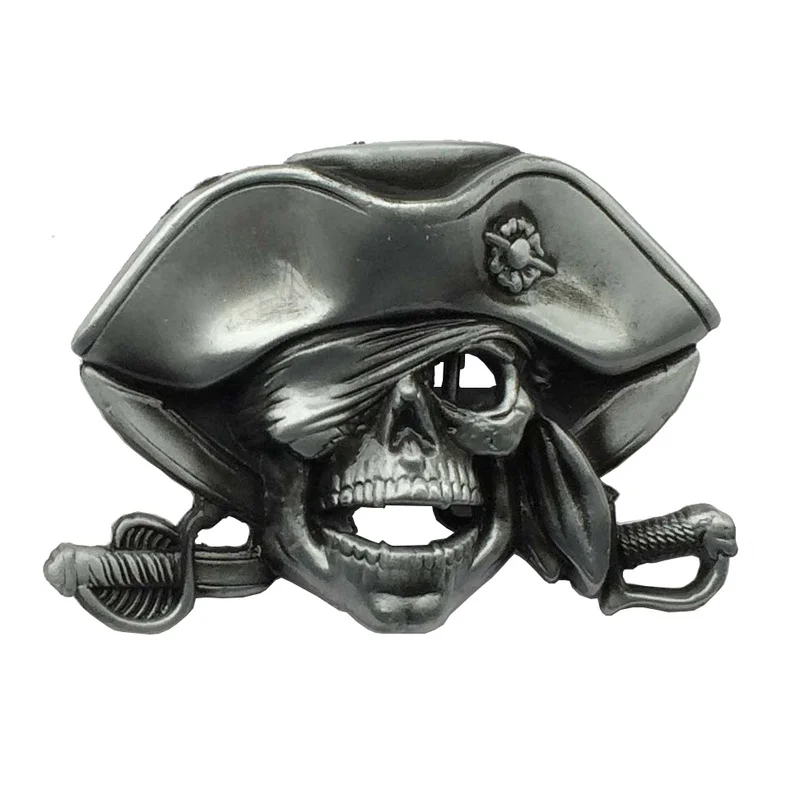

PIRATE SKULL BELT BUCKLE METAL WITH SWORDS