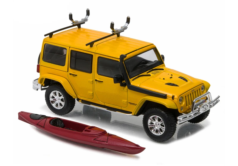 GL 1:43 terrain 2016 Jeep Wrangler Unlimited With Kayak alloy model Car Diecast Metal Toys Birthday Gift For Kids Boy | Игрушки и хобби
