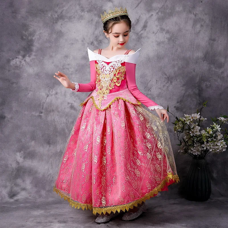 Christmas Girls Princess Costume Long Sleeve Velvet Party Dress Kids Carnival Cosplay Fancy Lace Gold Thread Dresses | Тематическая