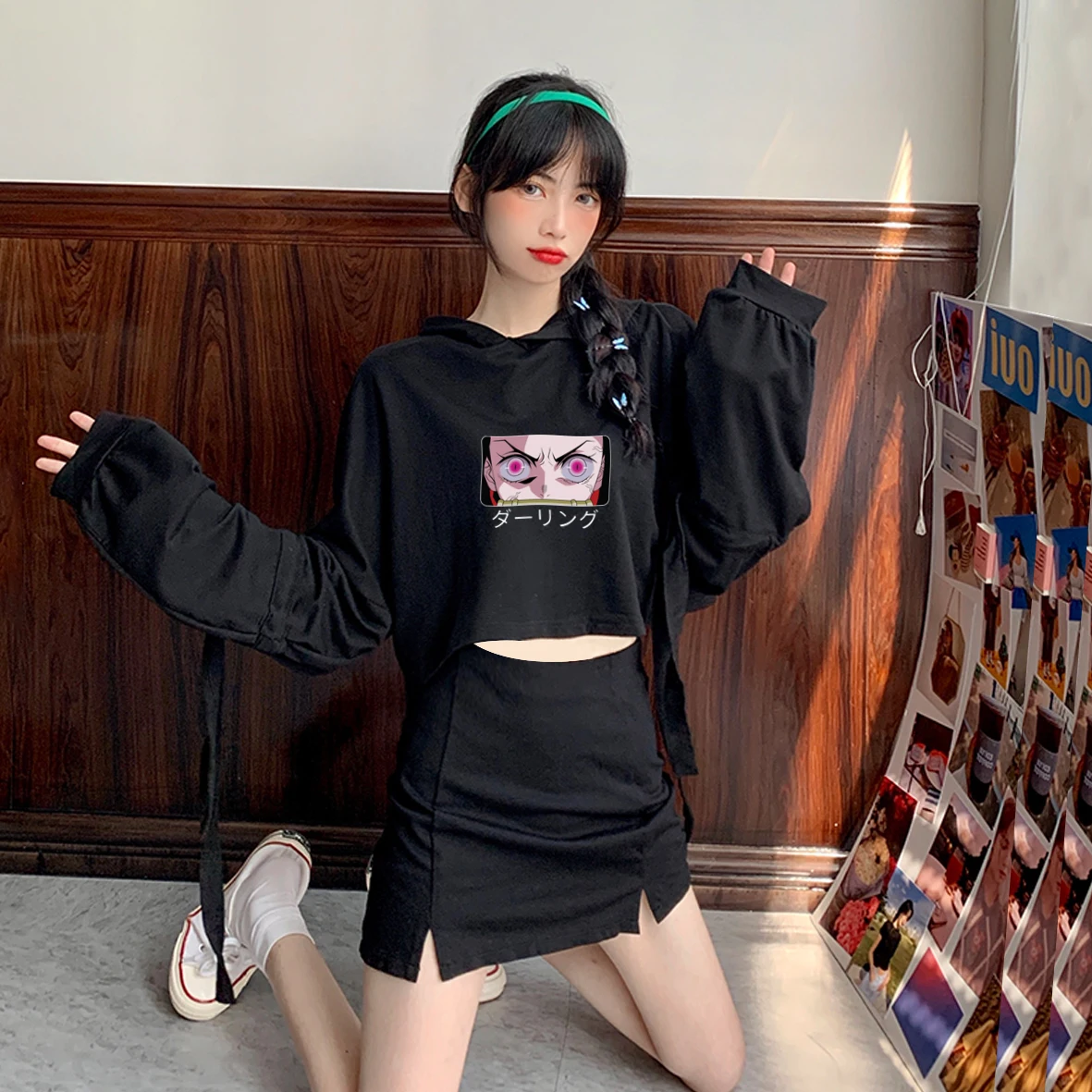 

Demon Slayer Anime Print Women's Hoodie Women's Harajuku Sweatshirt Kawaii Tanjiro Kamado Embroidered Long Sleeve Girls Hoodies