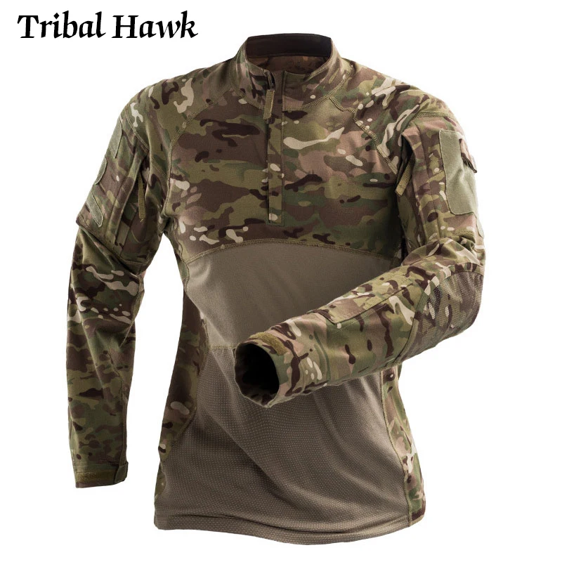 Футболка мужская камуфляжная тактическая эластичная дышащая рубашка в стиле