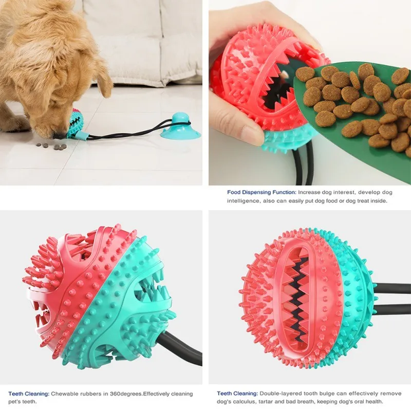 

Pet Dog Toys Food-grade Silicon Suction Cup Tug Dogs Push Ball Toy Pet Tooth Cleaning Dog Toothbrush for Puppy Dog Biting Toy