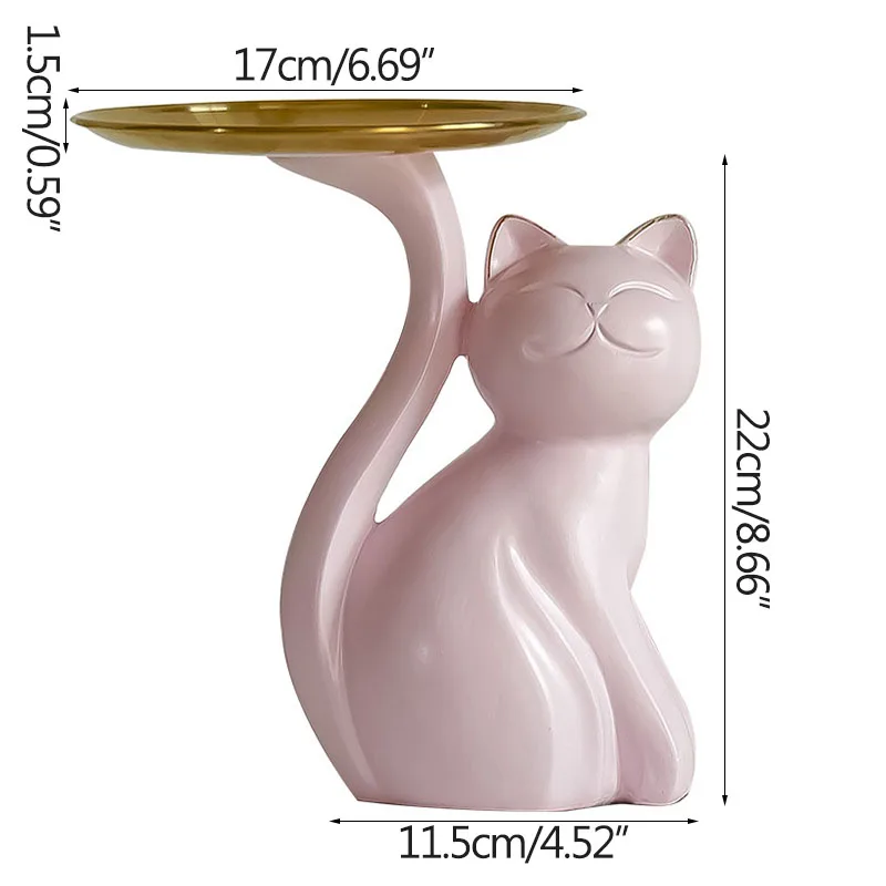 

Decoration Ornaments Handcrafts Resin Cat Figurines Sundries Holder Fruit Tray Living Room Display Crafts Wedding Decor Gifts