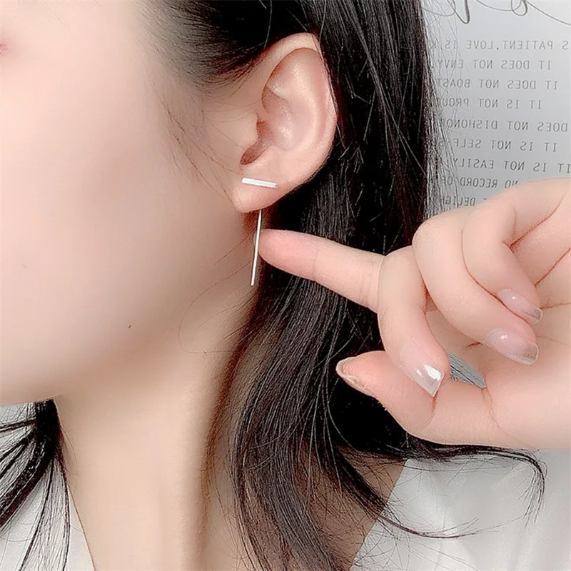 Женские серьги гвоздики из серебра 925 пробы с длинными полосками|stud earrings|stud earrings