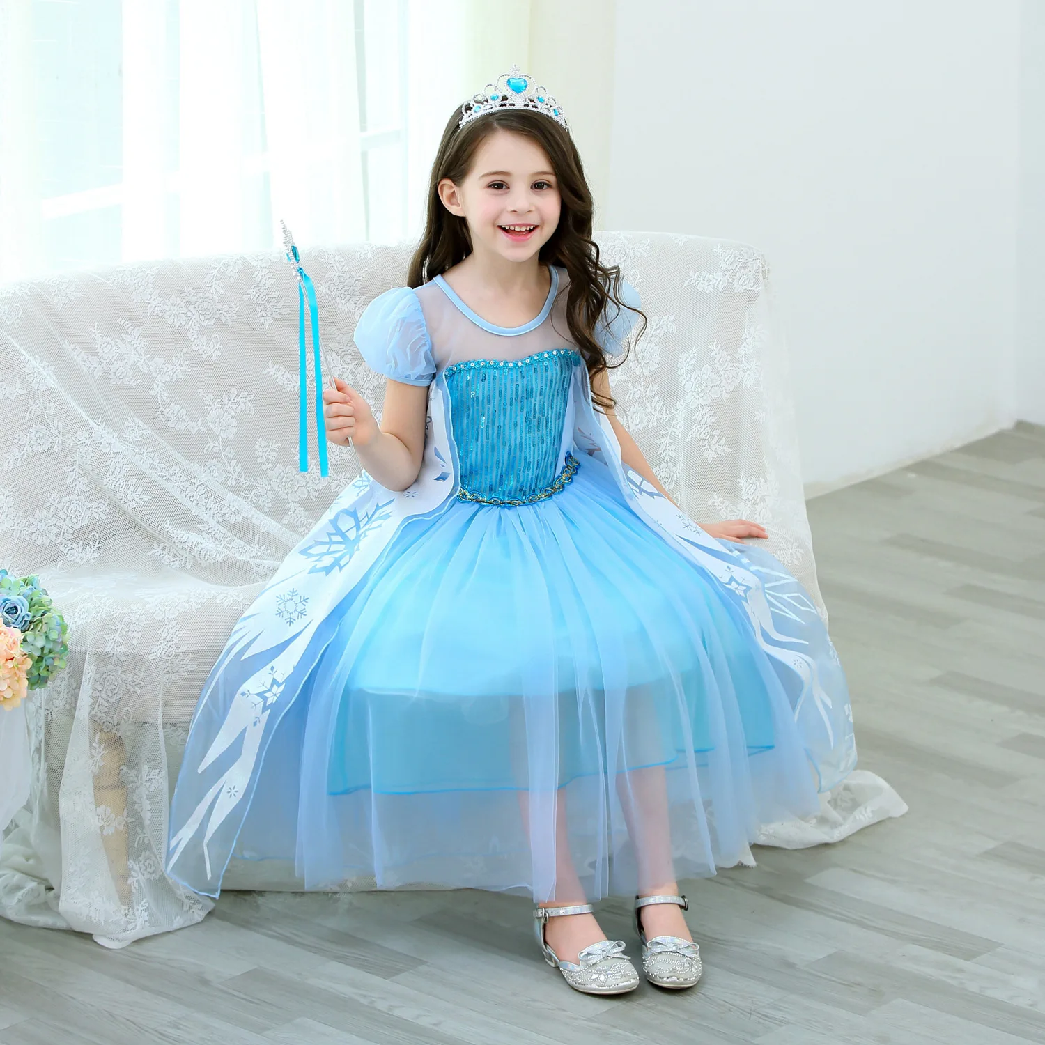 Детский костюм принцессы Эльзы для девочек танцевальное вечернее платье костюмы