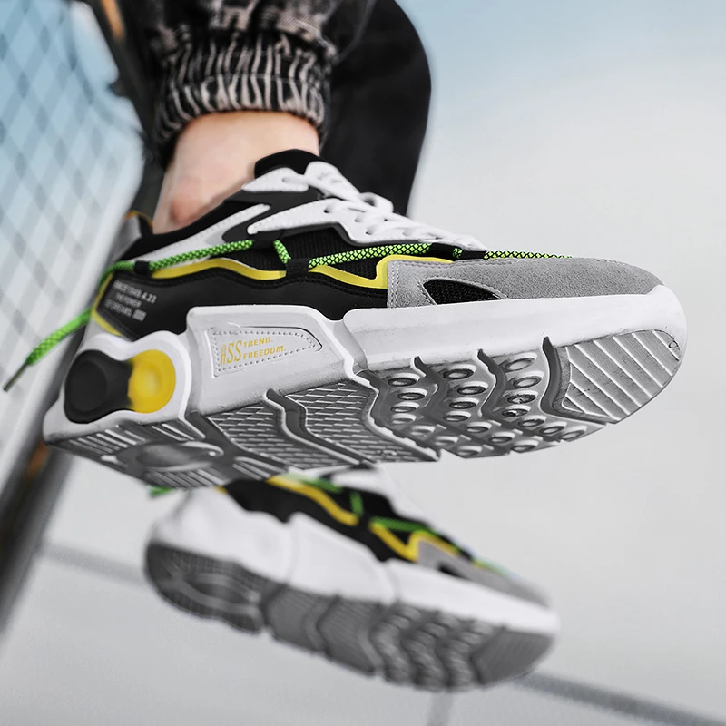 

2021 Spring The New Men's Casual Shoes Soft Bottom Rubber Breathable Damping Walking Shoes Lace-up Joker Simple Outdoor Trend