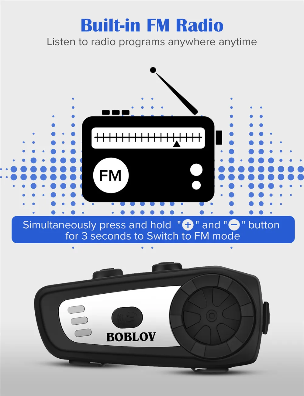 BOBLOV M6 BT мотоциклетный шлем Интерком громкой связи беспроводная bluetooth-гарнитура мотоциклетная Интерком fm-радио стерео музыка