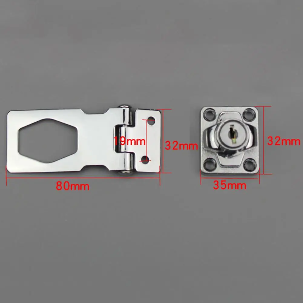

Plating Self Locking Security Hasp Staple 2 Keys Cabinet Lock Drawer Padlock