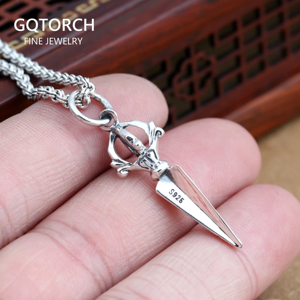 Настоящее 925 пробы серебряный маленький Ваджра кулон для мужчин и женщин Буддизм