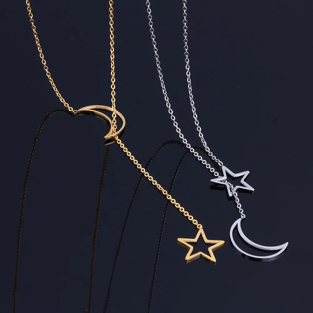 Ожерелье из нержавеющей стали для женщин ожерелье со звездами и сердцами