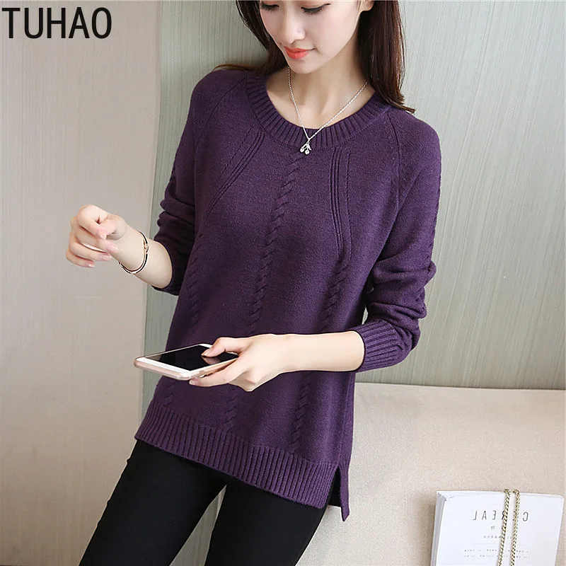 TUHAO Female Clothes Women Knitted Sweaters Autumn Fashion Casual Style Loose Knit Blouses Pullovers Lady Tops HC116 | Женская одежда