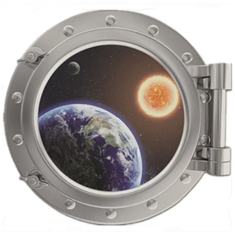 Поддельные наклейки на окна космических кораблей солнце земля Луна 3d настенное