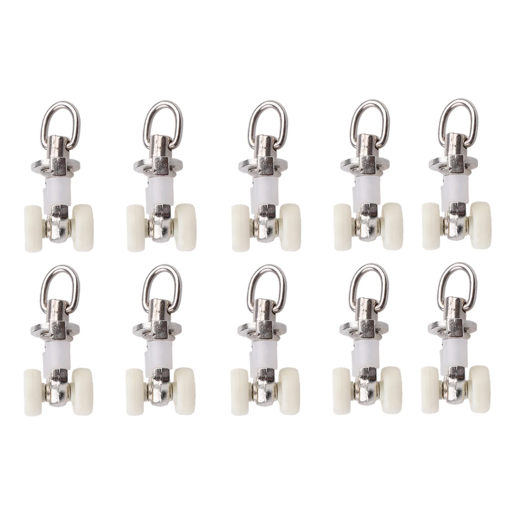 10/20pcs Alloy Curtain Track Glider Rail Slide Wheels Roller Silent Shower Drape Track Glider Runner Hooks Sliding Roller Hanger