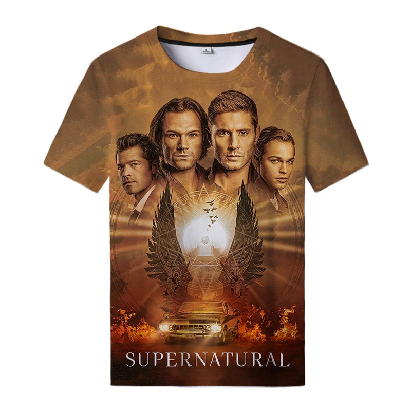 

Футболка Мужская/женская оверсайз с 3D-принтом, тенниска сверхъестественная с круглым вырезом, модная уличная одежда в стиле Харадзюку, с ко...