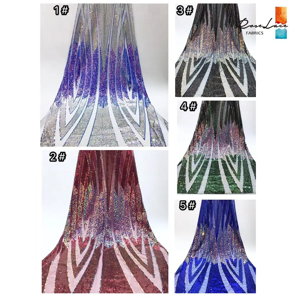 Королевское синее Африканское расшитое блестками Сетчатое кружево 2020 высокое
