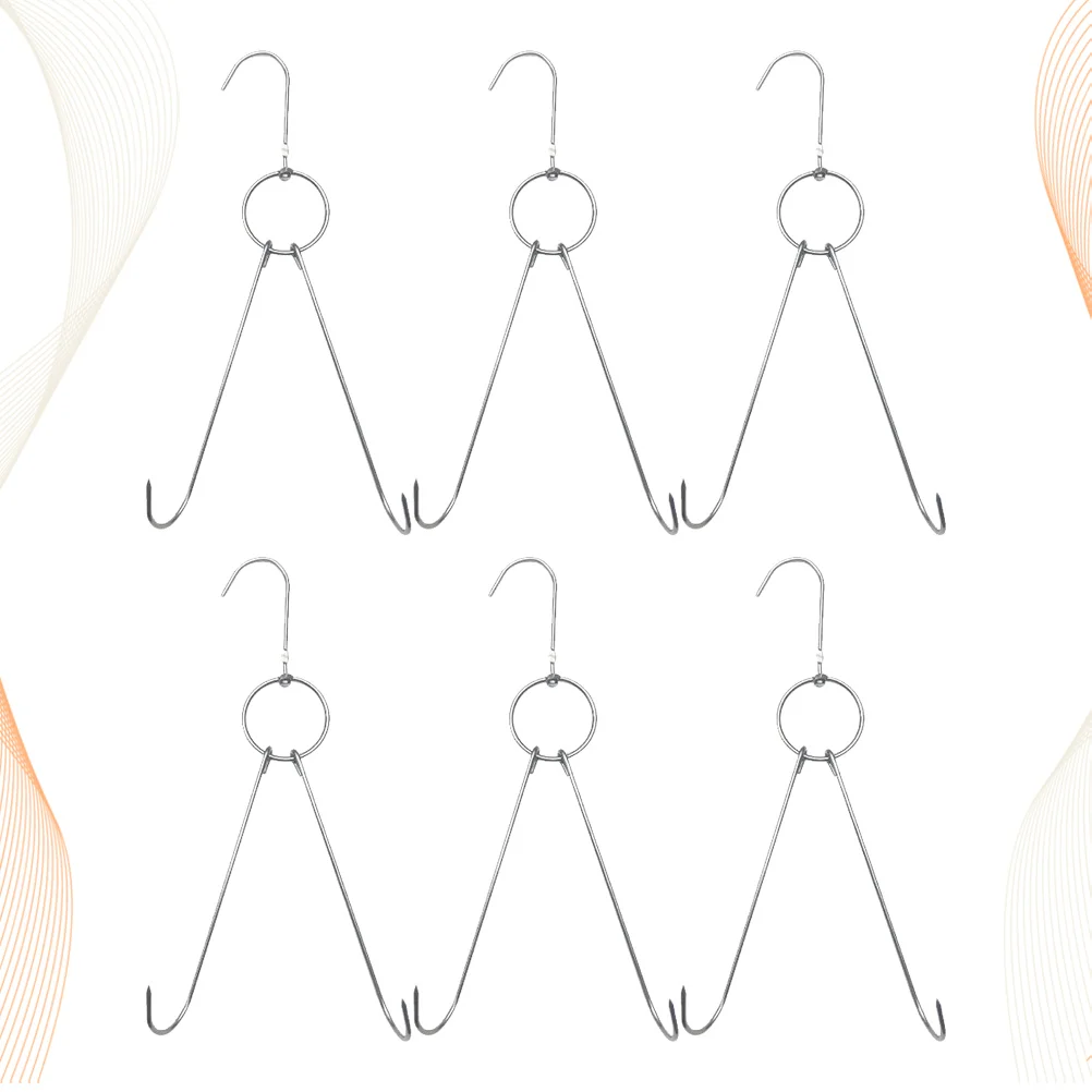 

6pcs Practical Drying Meat Hooks Stainless Steel Shaped Hooks Hanger with Double Hooks BBQ Grill Hanging Rack for Bacon Hams