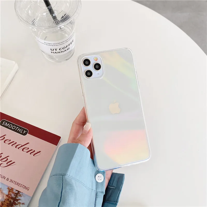 Laser Rainbow Transparent Phone Case For iPhone11 11 Pro Max XR X XS 7 8 Plus Soft Silicone Shockproof Clear Back Cover | Мобильные