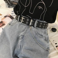 fashion punk belts chain adjustable black double eyelet buckle jeans decorative ladies retro hip hop metals cosplay decorative