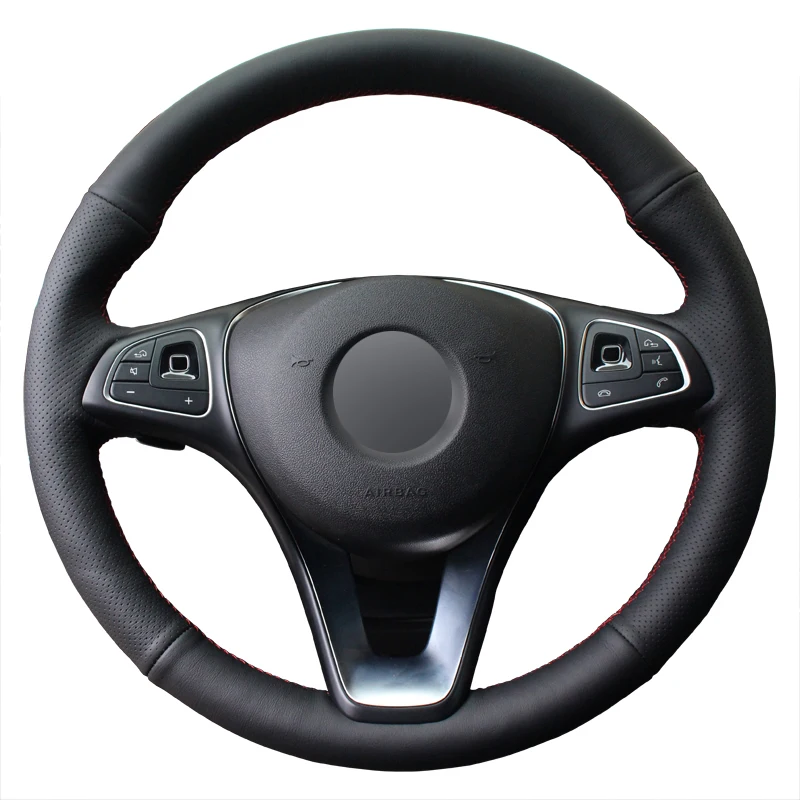 

Steering Wheel Cover DIY For Mercedes-Benz C180 C200 2017-2018 Top Layer Leather Car Accessories With Thread And Needles