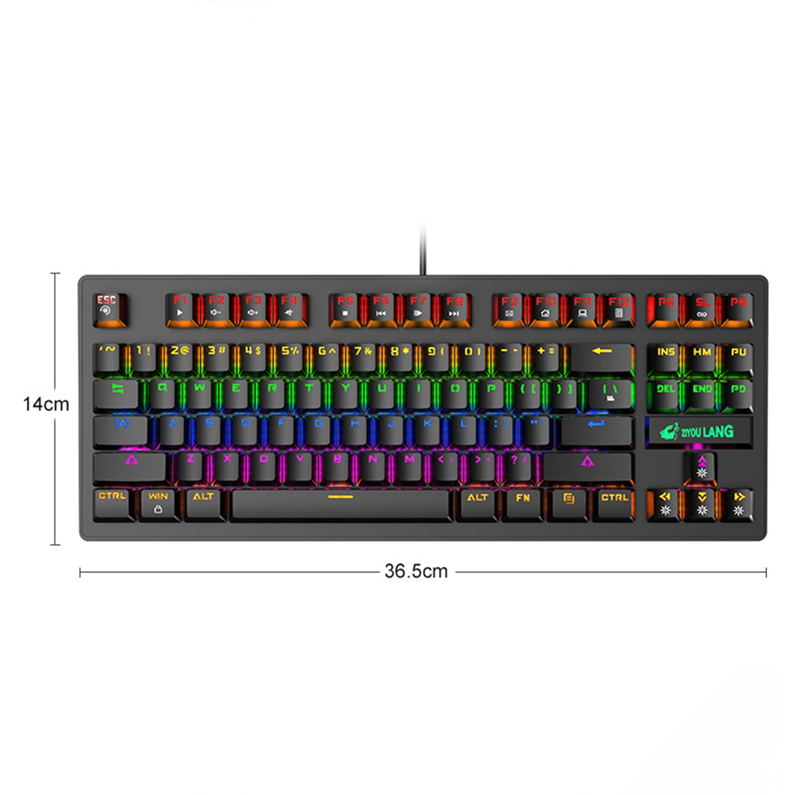 

Universal 87Keys Gaming Keyboard USB Wired RGB Green Axis Dustproof Backlight Mechanical Keyboard Business Computer Accessory