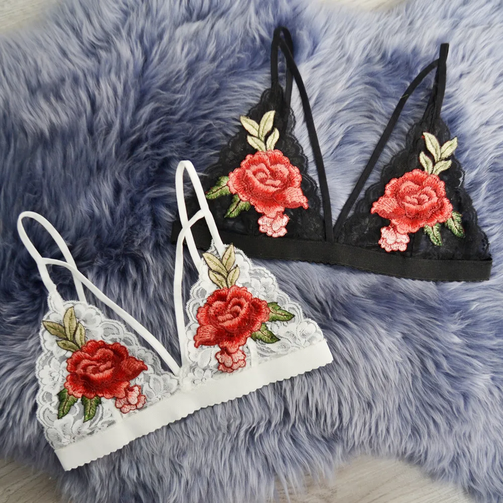 

Sexy Lingerie Sexy Lace Embroidered Appliques Floral Bralette Bustier Strappy Top Unpadded Bra Sujetador Backless Bra #2
