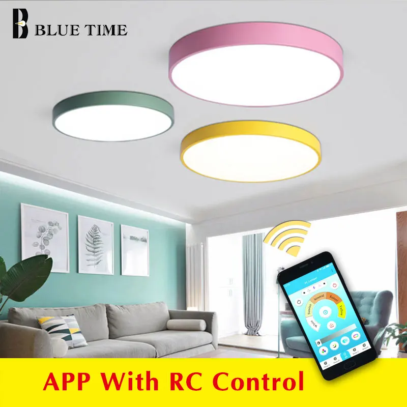 Приложение управления Современные светодиодные люстры акриловые круглые
