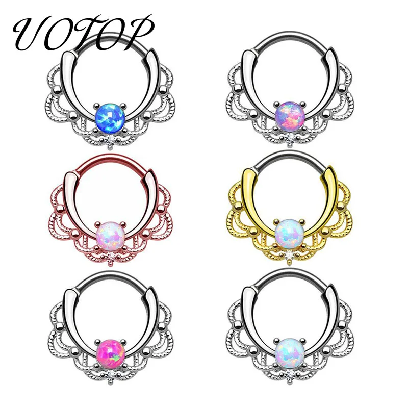 1 шт. кольцо для пирсинга носа с натуральным опалом | Украшения и аксессуары