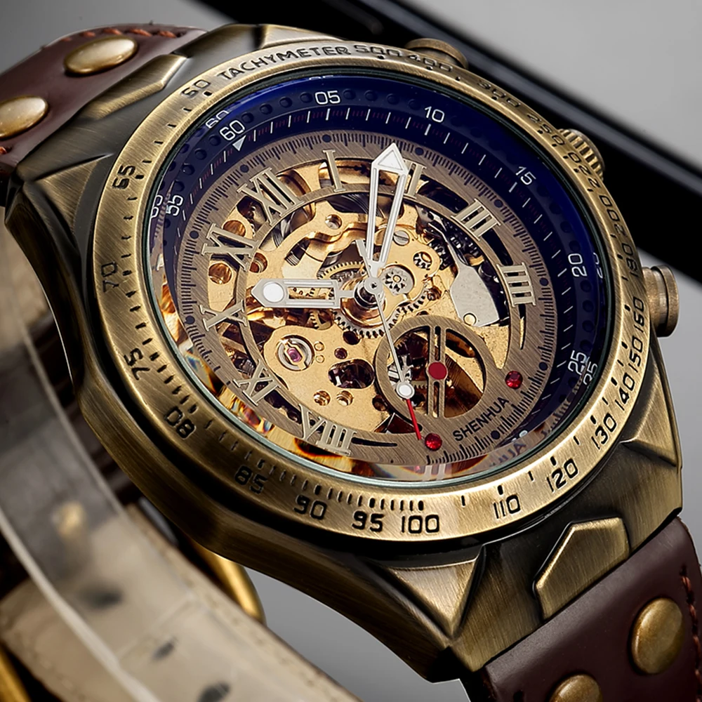 Винтажные механические Автоматические часы мужские в стиле стимпанк с