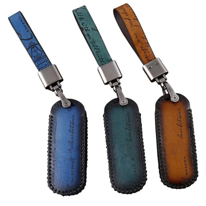 Крутой брелок из натуральной кожи чехол для автомобильного ключа с