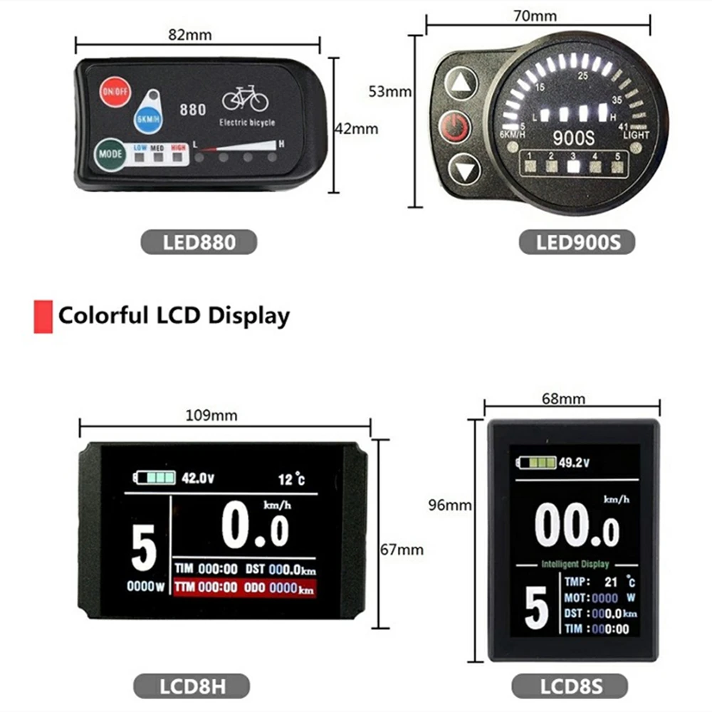 Дисплей для электрического велосипеда LCD3/LCD3U/LCD4/LCD5/LCD6/LCD6U/LCD7/LCD8H/LED880/LED900S 36 В/48 В/72 в