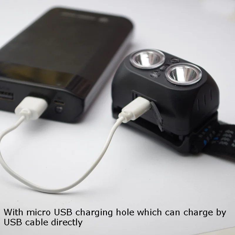 Суперъяркий светодиодный налобный фонарь с перезаряжаемым USB датчиком и