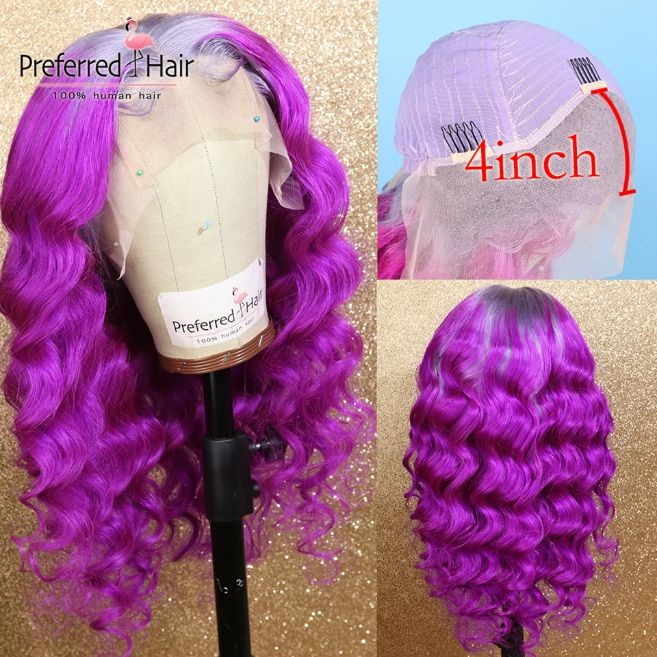 Парик из натуральных волос Remy цвет синий-фиолетовый красный | Шиньоны и парики